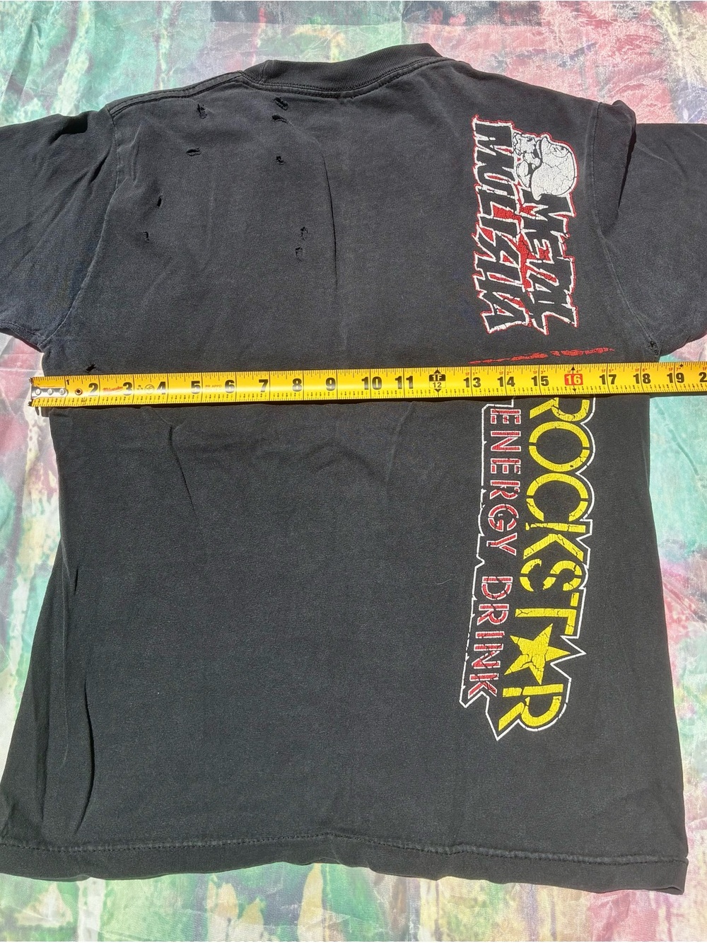 Metal militia Rockstar Energy Skull Logo Tee in Black, White & Yellow - Picture 3 of 6
